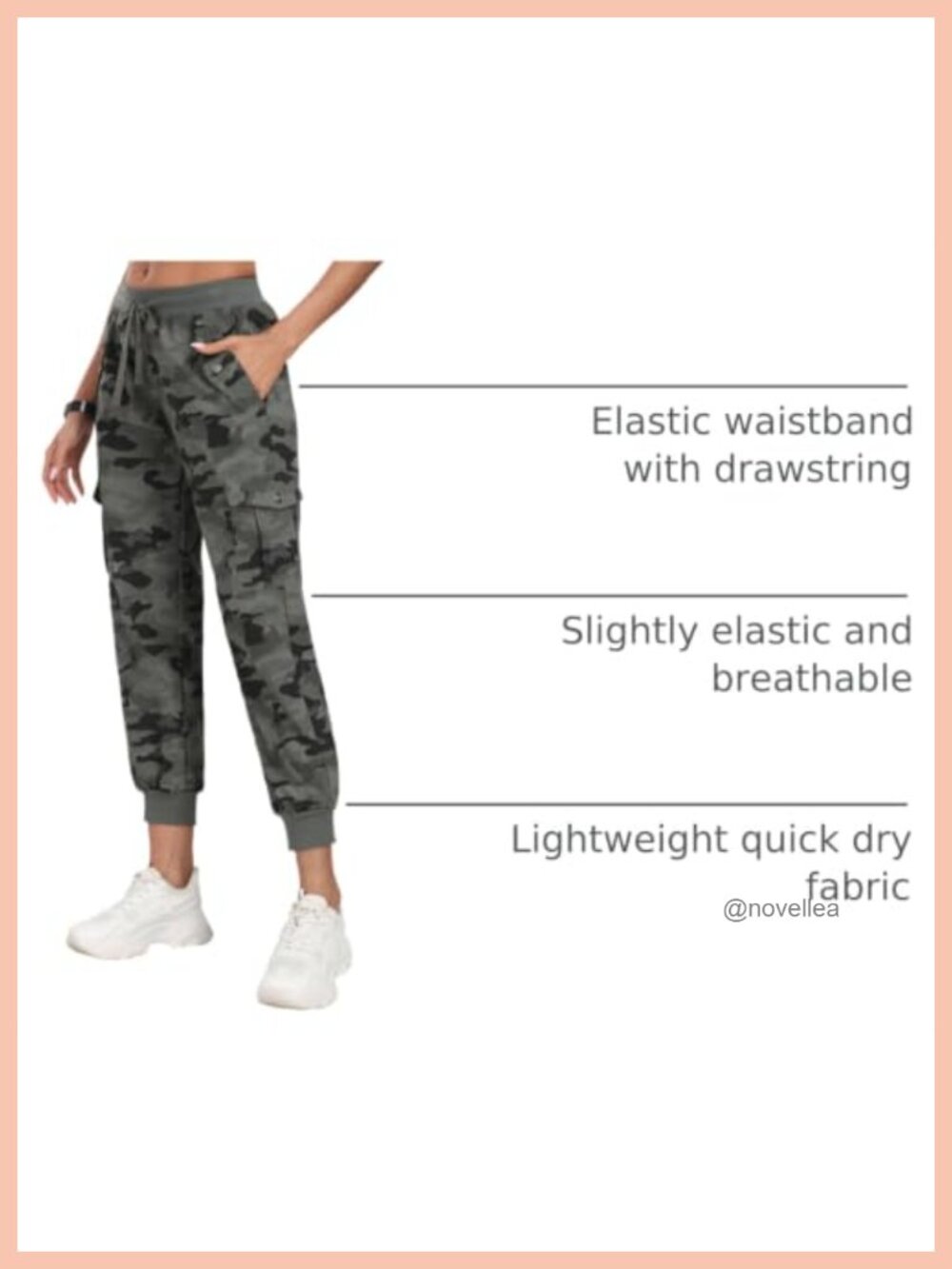 Women's Cargo Pants Lightweight Joggers Elastic Waist Athletic Hiking - Picture 3 of 6